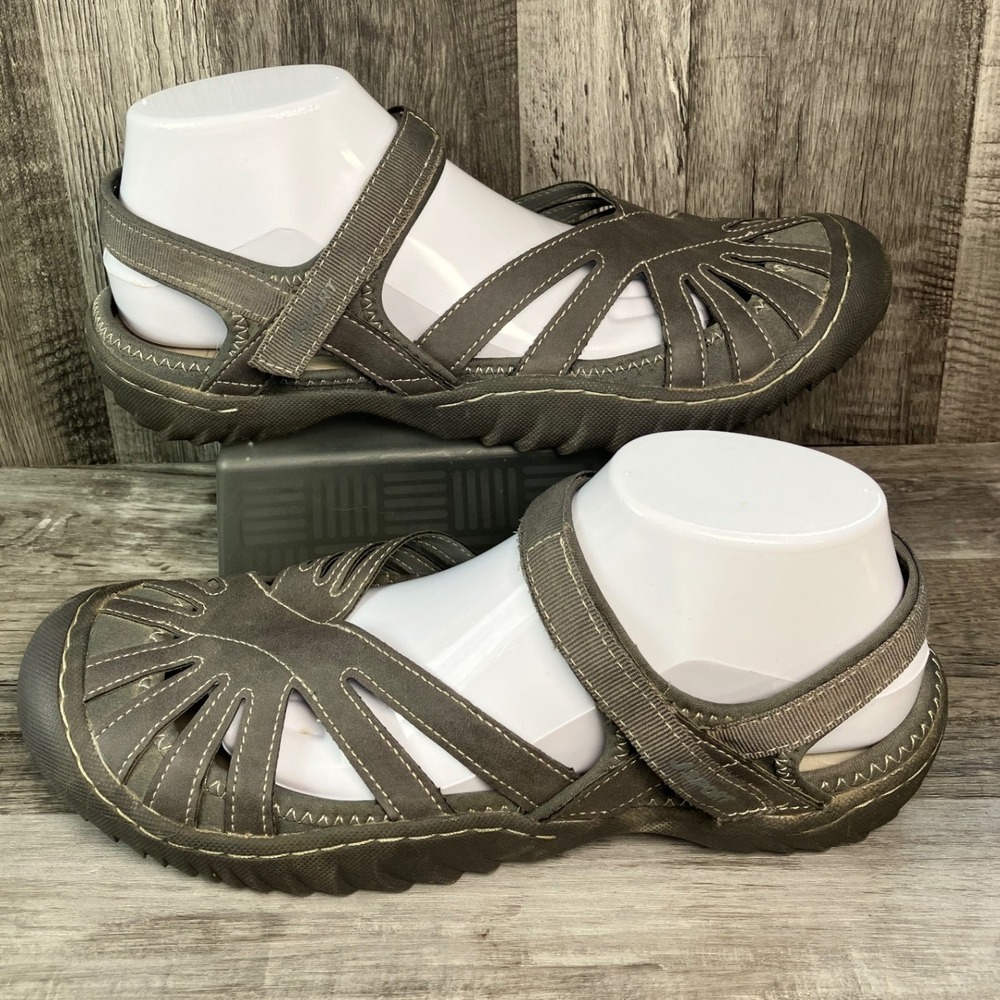 J Sport by Jambu Womens Grey Cut Out Mary Jane Fisherman Sandals Size 10M